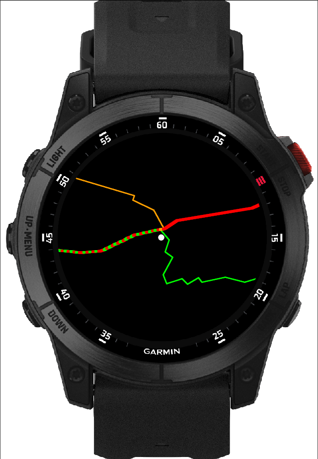 Map with a highlighted trail on epix 2