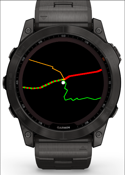 Map with a highlighted trail on fēnix 7X