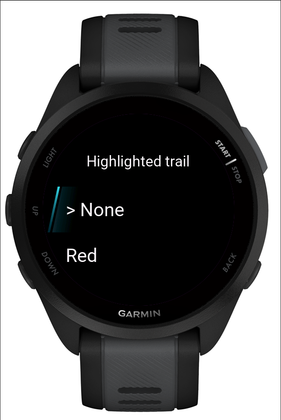 Trail highlight picker on Forerunner 165