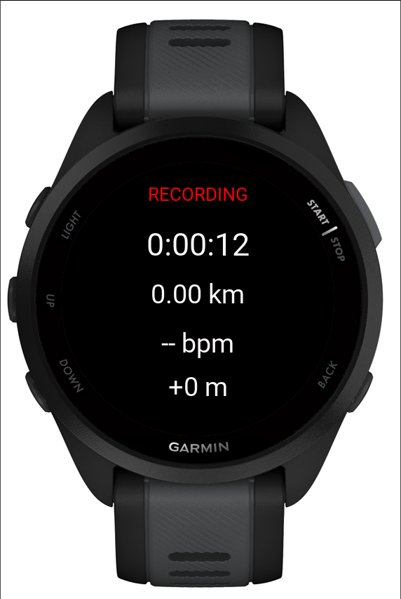 Recording stats on Forerunner 165